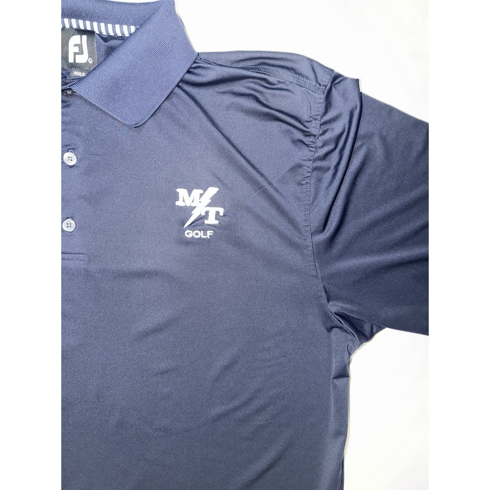 Footjoy Polo Men's M Athletic Fit FJ Golf Solid Navy Collar Drirelease - Picture 2 of 10